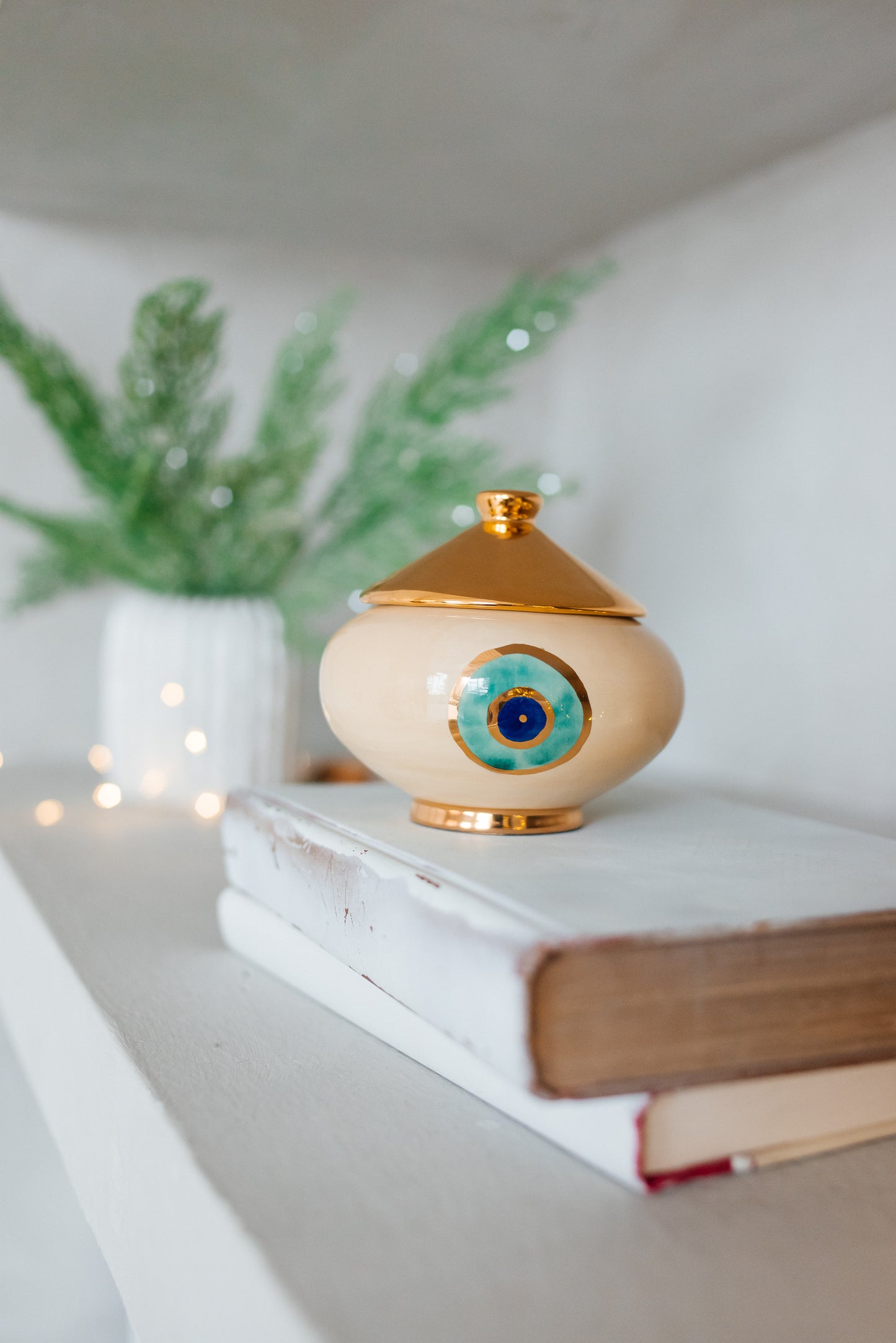 Evil Eye Candy Box With a Gold Plated lid