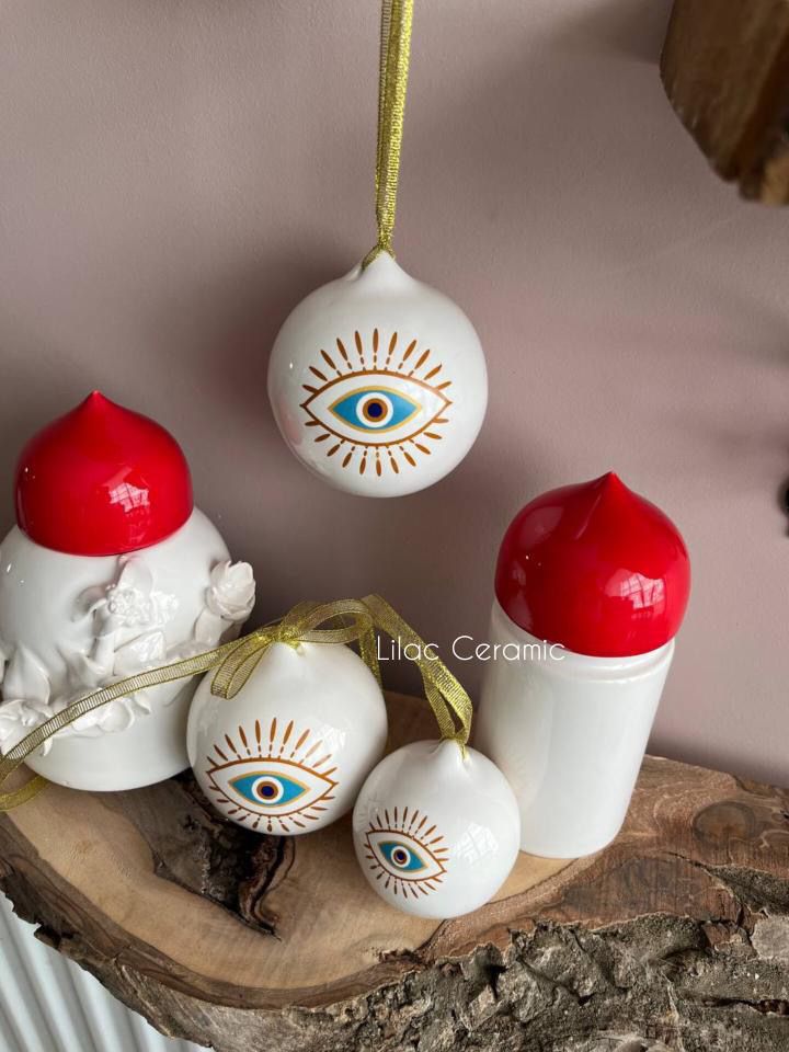 Ceramic Handmade Evil Eye Christmas Ornament