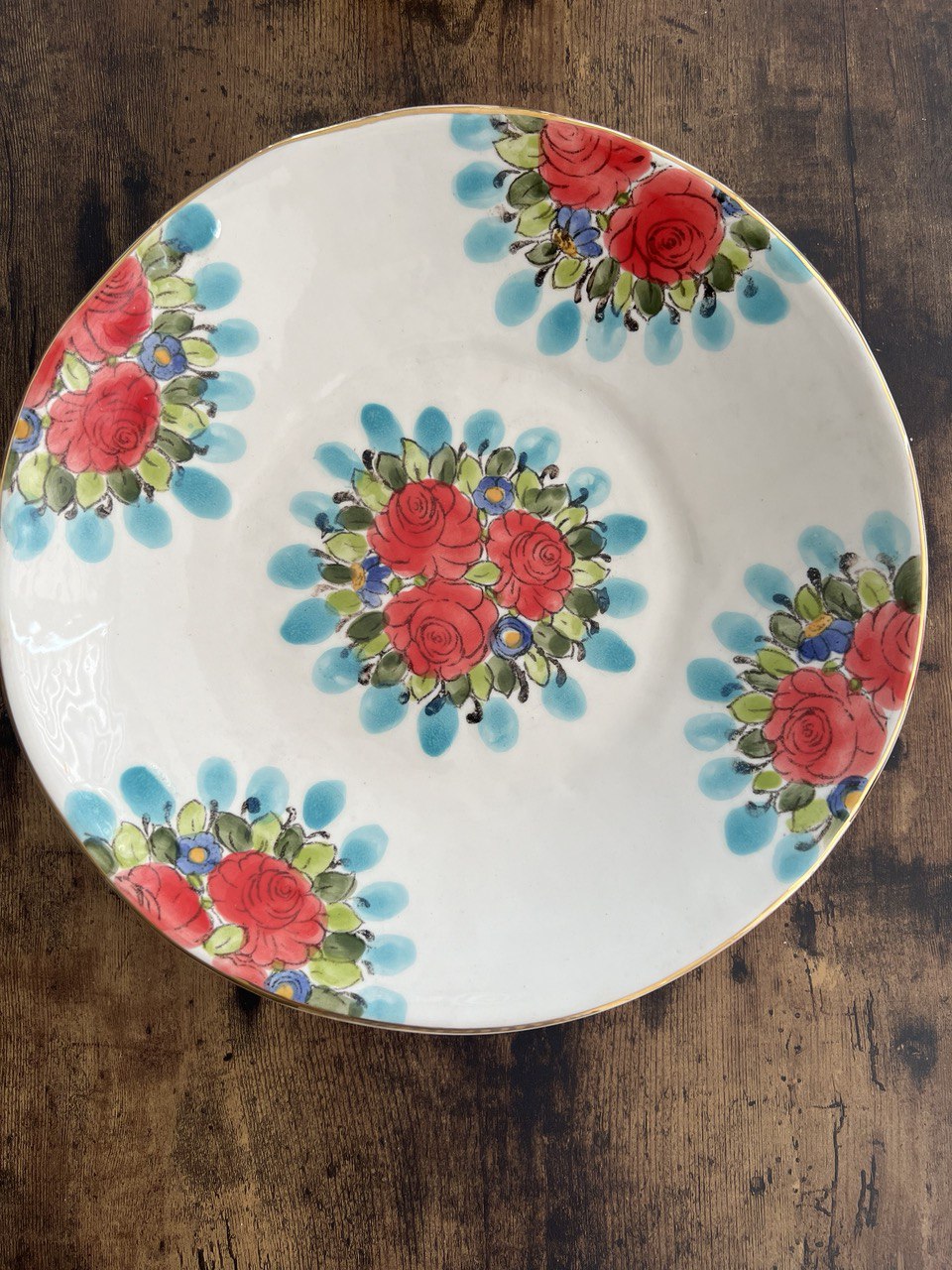 Handmade 12 inch Round Ceramic Floral Platter- Rastin