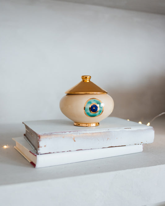 Evil Eye Candy Box With a Gold Plated lid