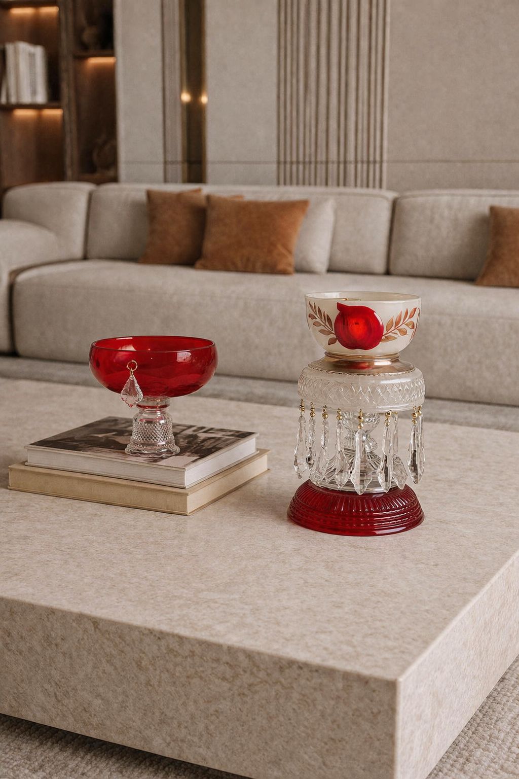 Red Crystal Charm Candle Holder