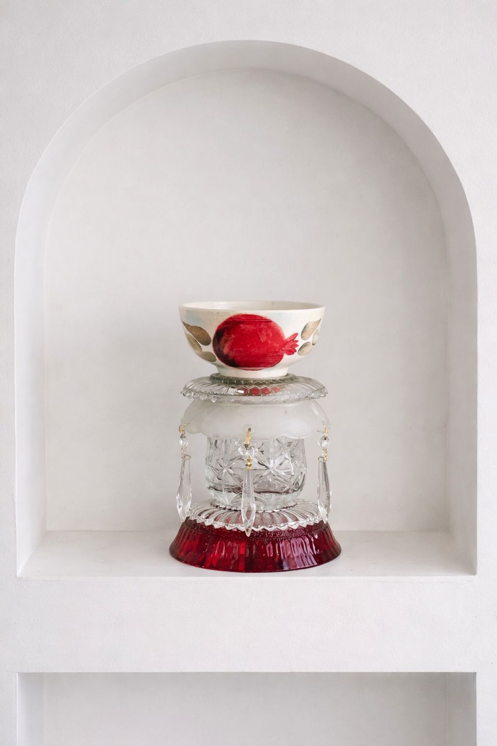 Red Crystal Charm Candle Holder