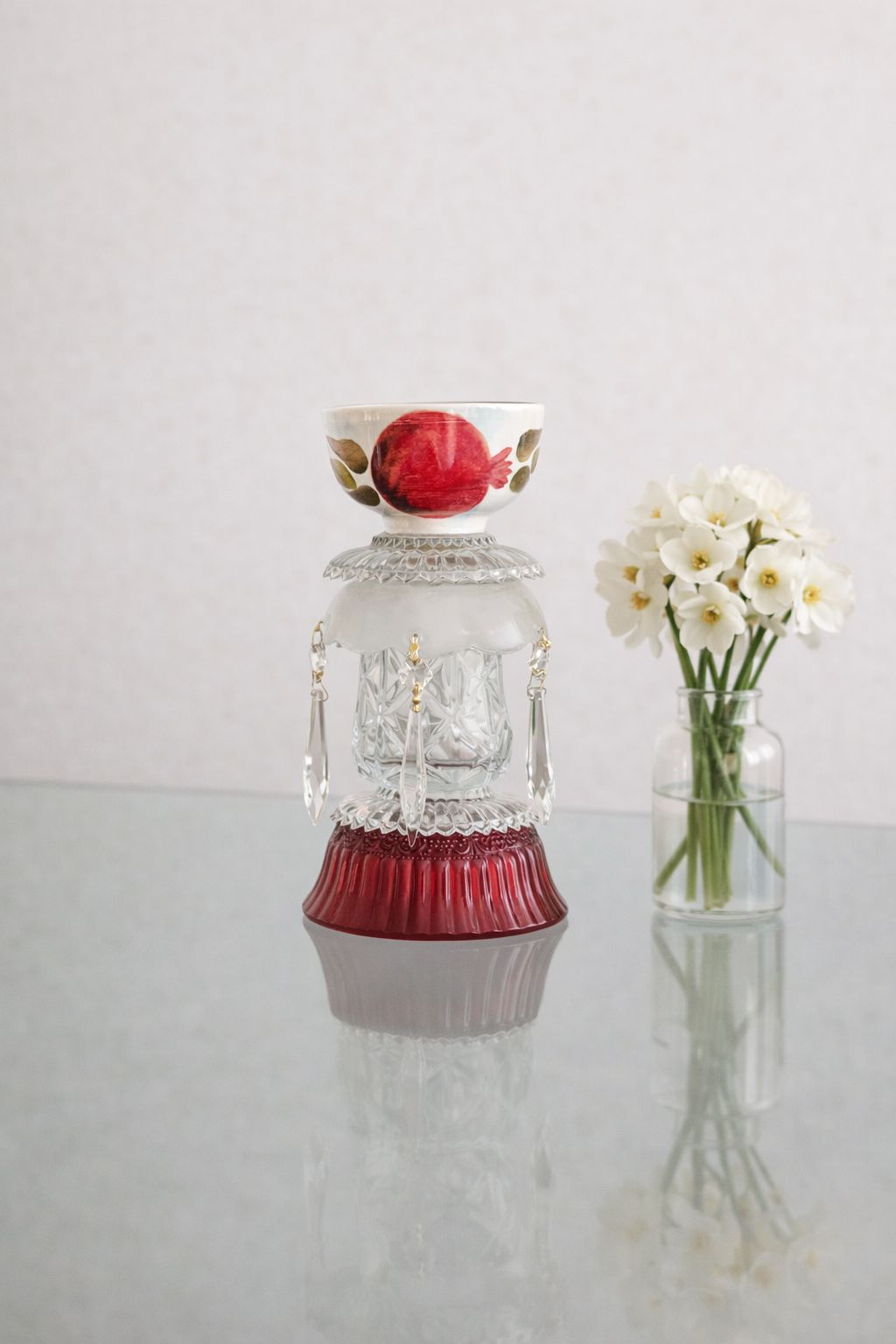 Red Crystal Charm Candle Holder