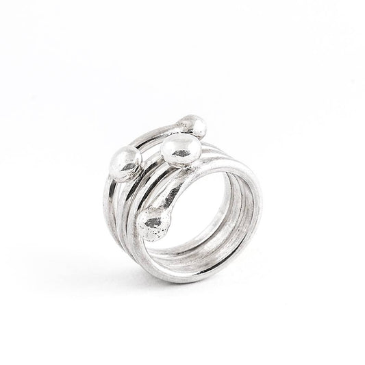 Handmade 925 sterling silver granulation bypass ring