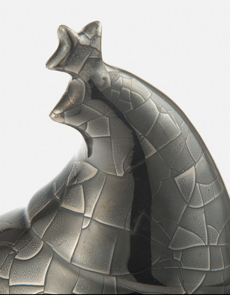 Ceramic Platinum Lustered Dancing Bird with Cracked glazed