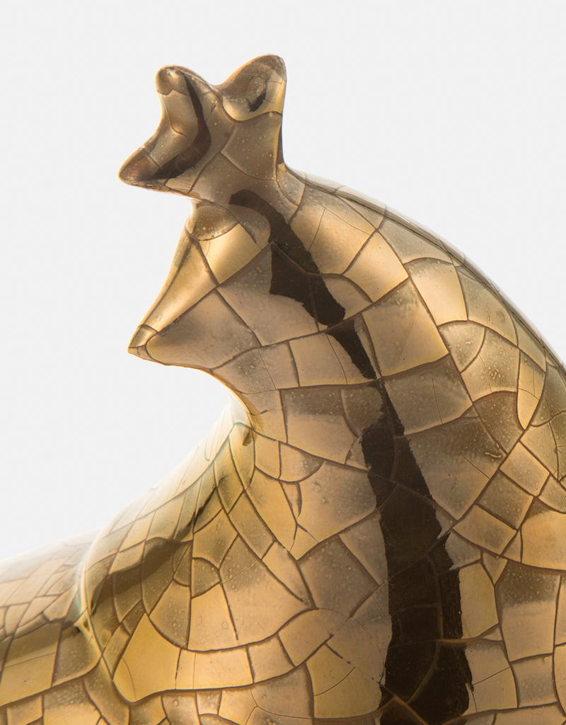 Ceramic Dancing Bird - No. 8 - Gold and Platinum Luster
