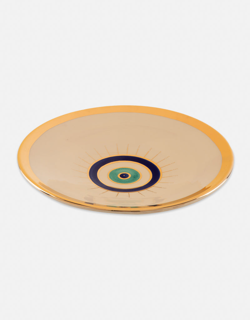 Evil Eye Gold Plated Plate (Mixed Blue Eye)