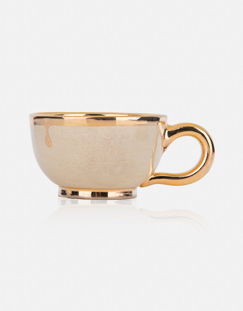 Ceramic cup and saucer Set- with gold plated edges