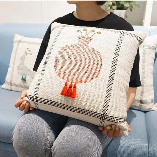 Hand-knit kilim pomegranate design cushion cover