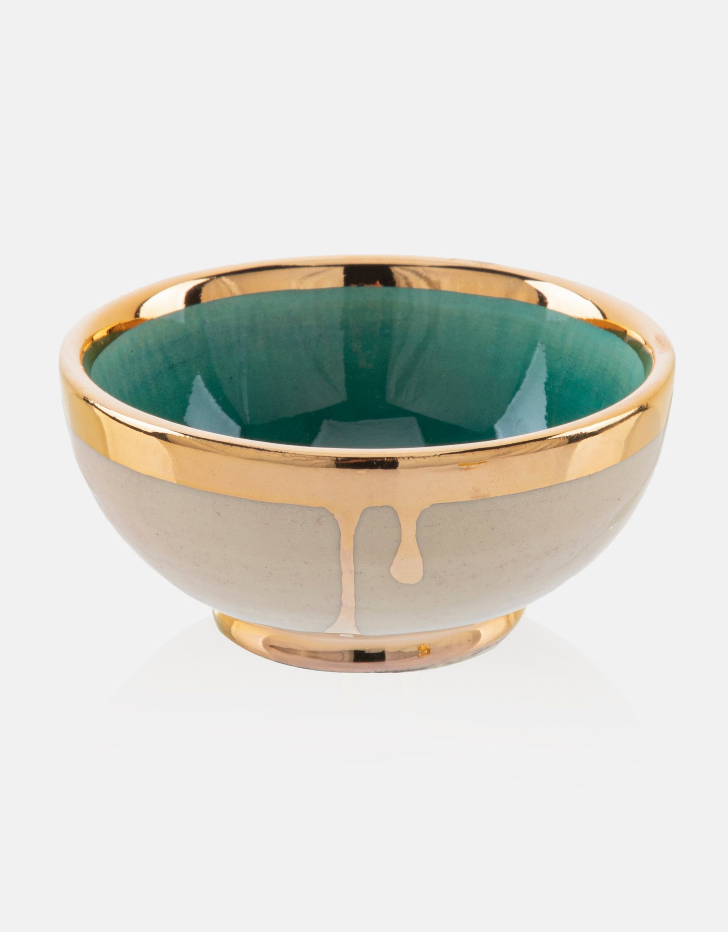 DECORATIVE Round Ceramic Bowl Handcrafted in 11Kt Gold