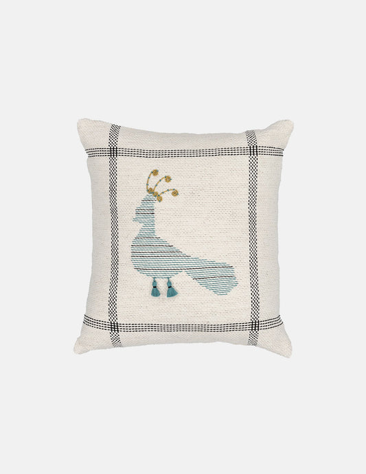 Hand-knit kilim peacock design cushion cover