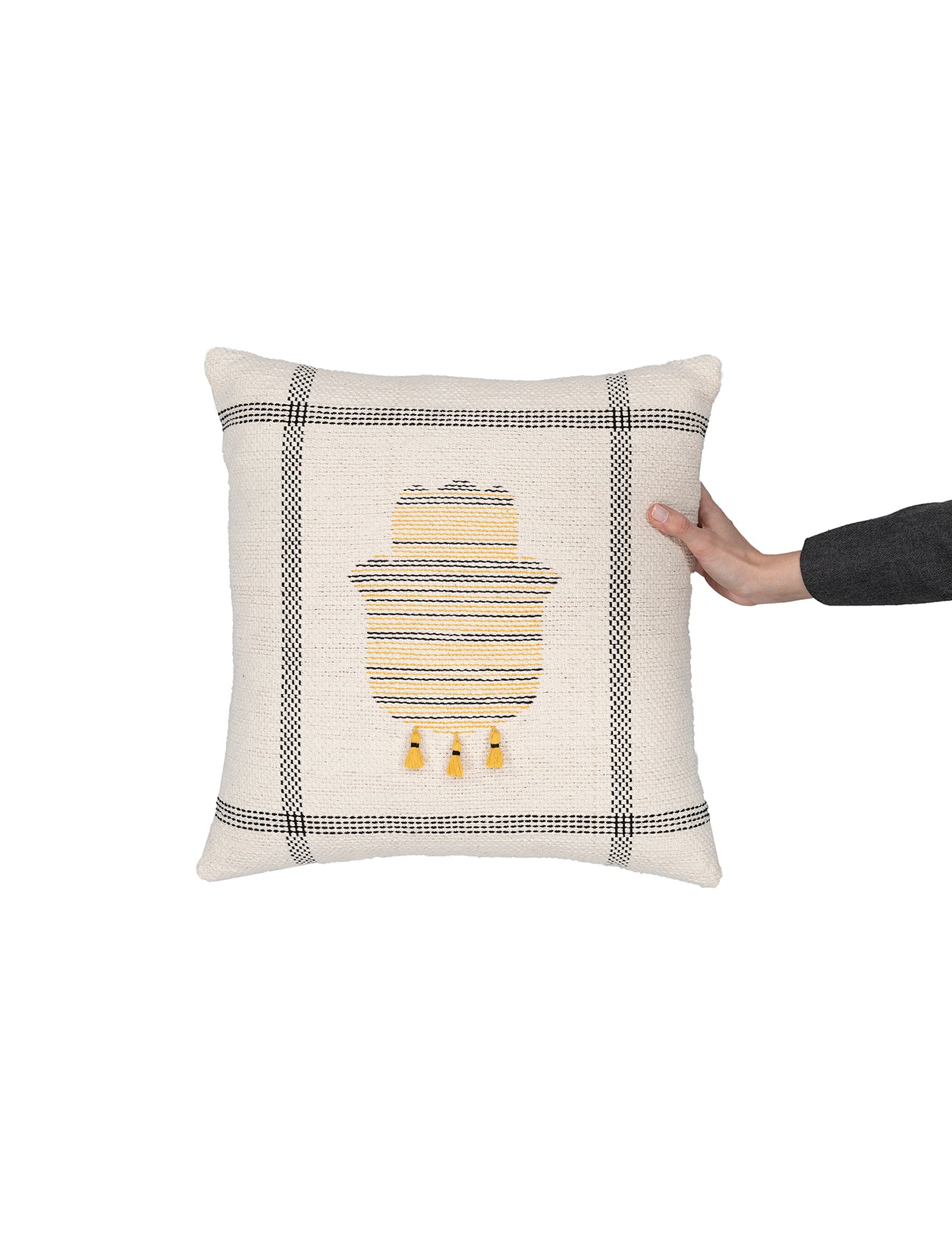 Hand-knit kilim hand design cushion