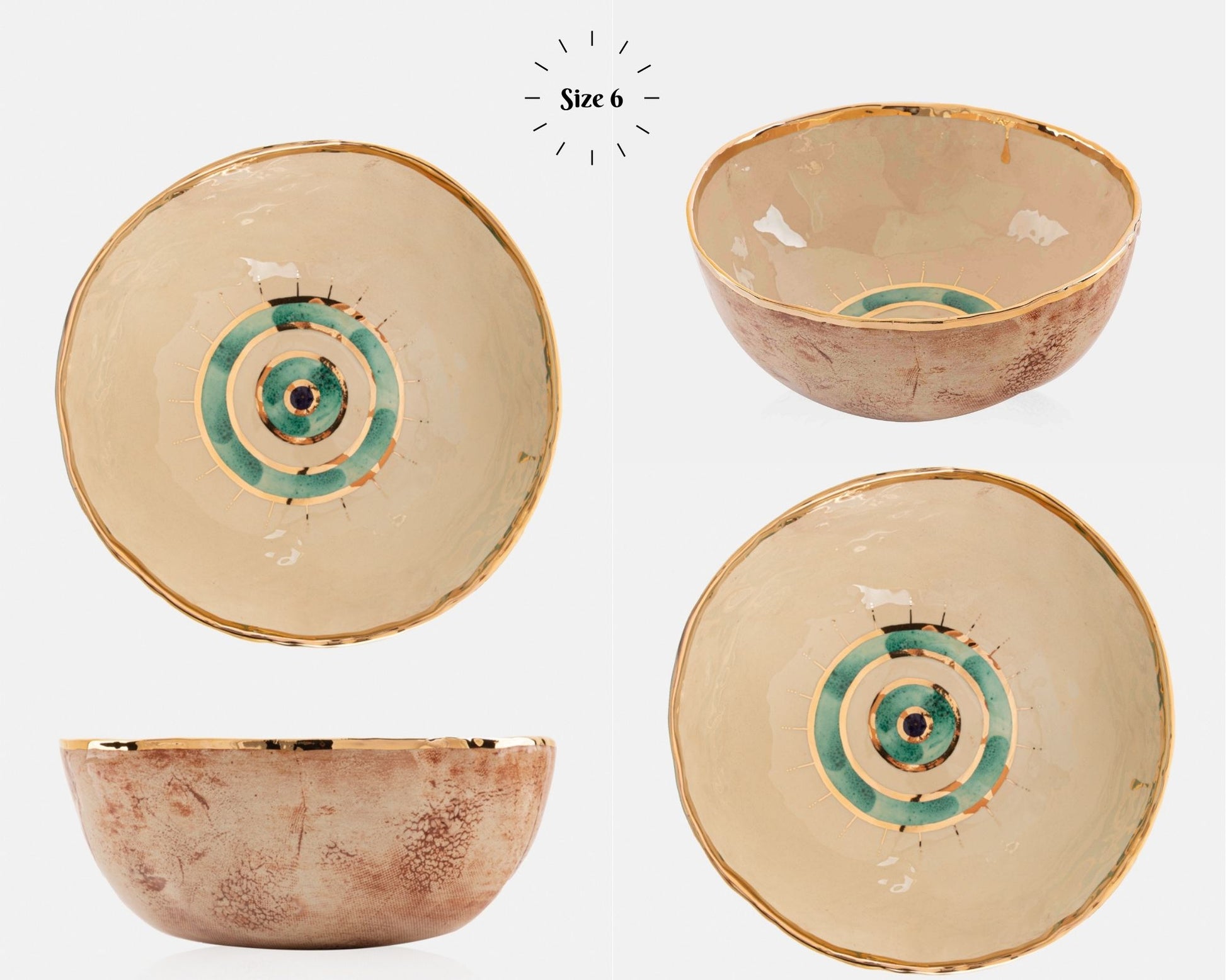 Ceramic Evil Eye Gold Plated Bowl | Miss Pop Art