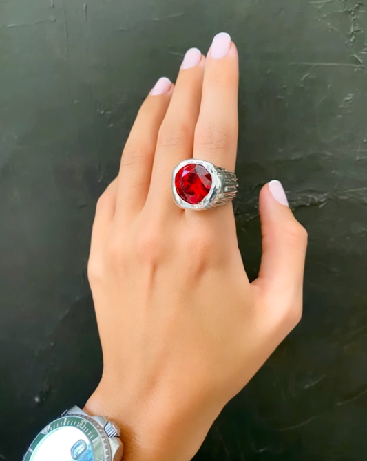 Sterling silver Red Stone Ring