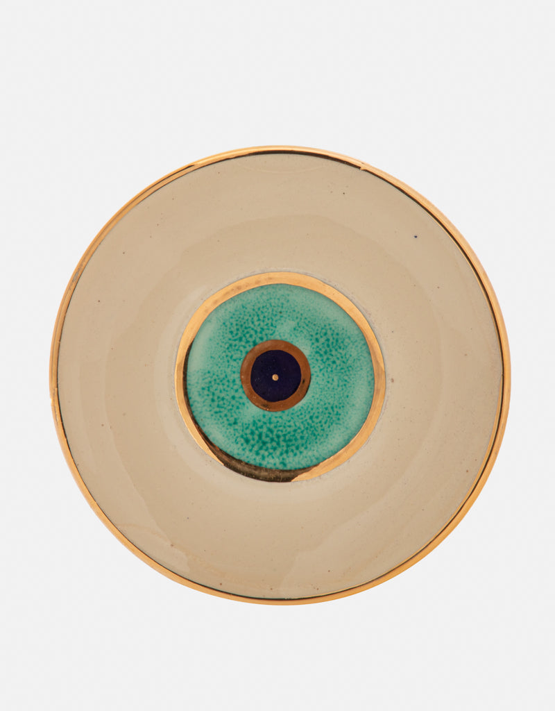 Evil Eye Ceramic cup and saucer Set- With Gold Plated Gold Handle