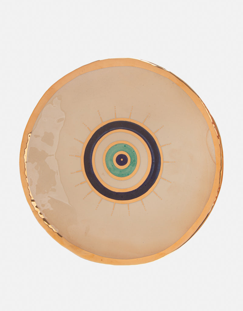Evil Eye Gold Plated Plate (Mixed Blue Eye)
