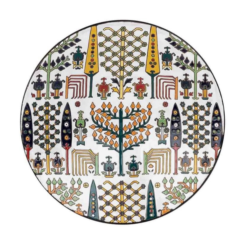 Colorful Hand-Painted Life's Trees Ceramic Plates