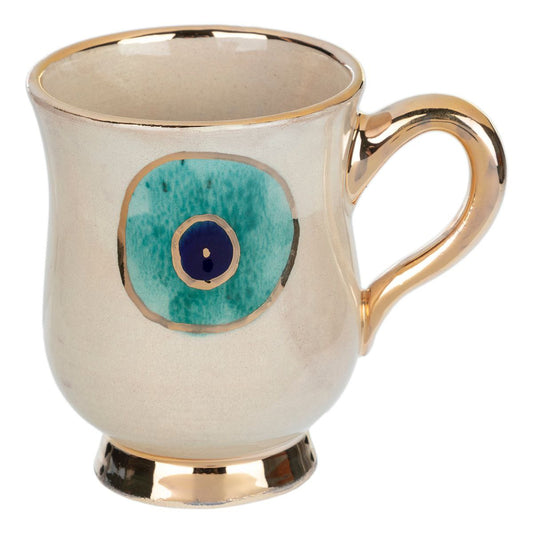 Slim Evil Eye Ceramic mug - With a gold plated edge